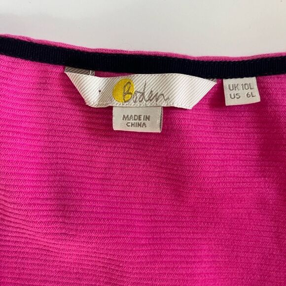 Boden Bronte Jersey Dress Cotton Blend Pink Ribbed V Neck 6 Tall - Picture 4 of 11